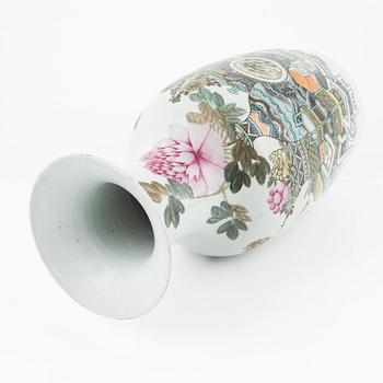 A famille rose 'precious objects' vase, 20th Century.