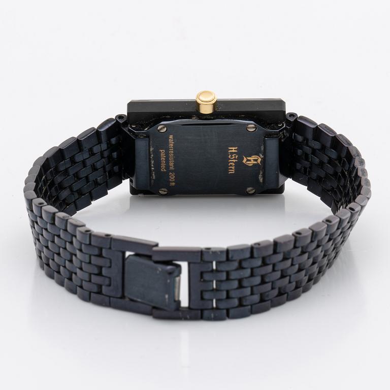 H STERN wristwatch, "Sapphire collection", 18 x 25 mm, quartz movement, 1 diamond, original case, guarantee document.