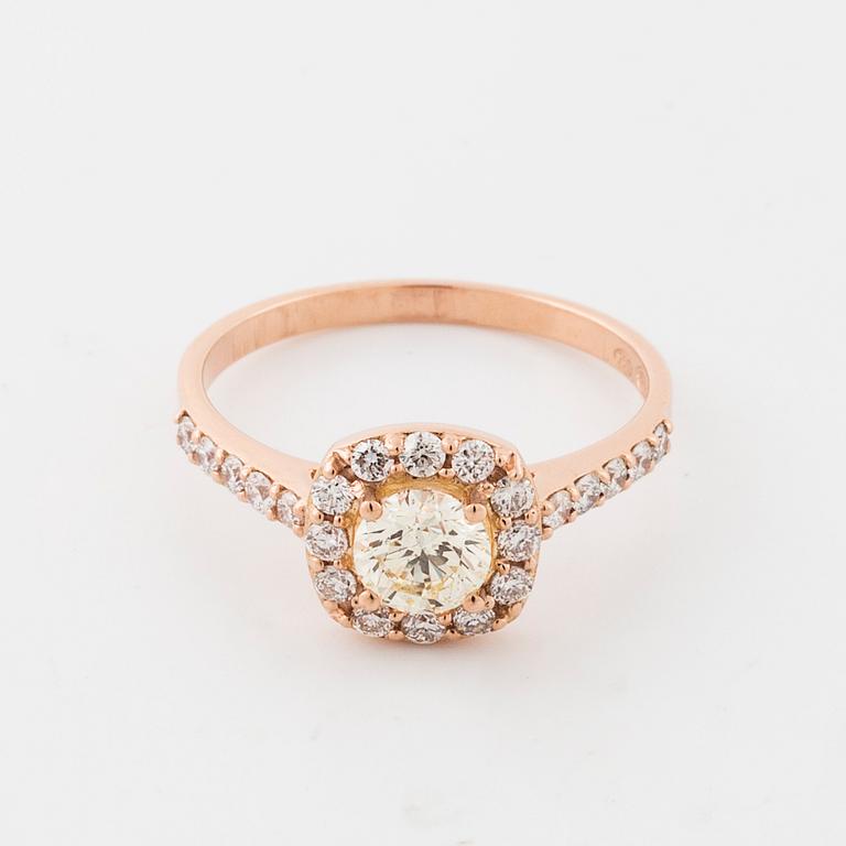 A brilliant cut diamond ring.