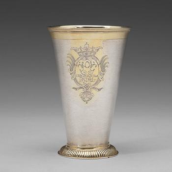 86A. A Baltic 18th century parcel-gilt beaker, mark of Johann Christoffer von Haven, Narva (1729-1759).