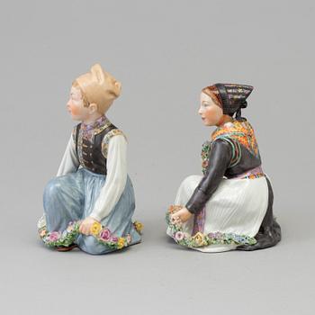 Two Royal Copenhagen porcelain figure, 'Amager', Denmark, 1940s.