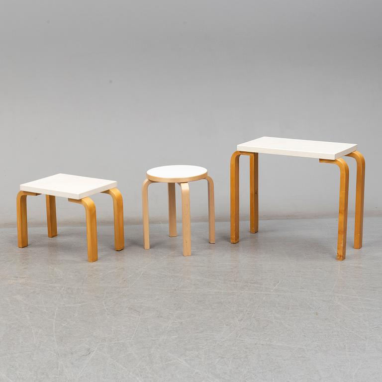 ALVAR AALTO, two tables and one stool, Artek.