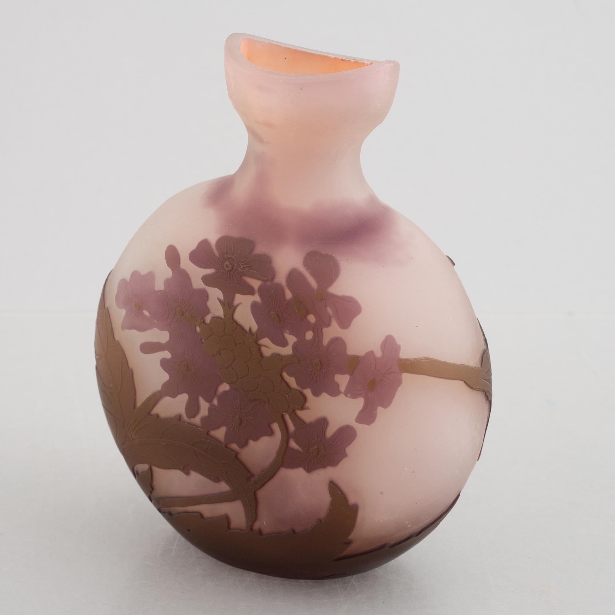 Emile Gallé, vas, överfångsglas, Nancy, Frankrike.