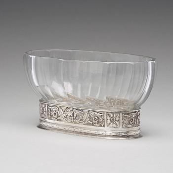 A Swedish/Russian 20th century silver and glass jardinier, mark of WA Bolin, Stockholm 1917.