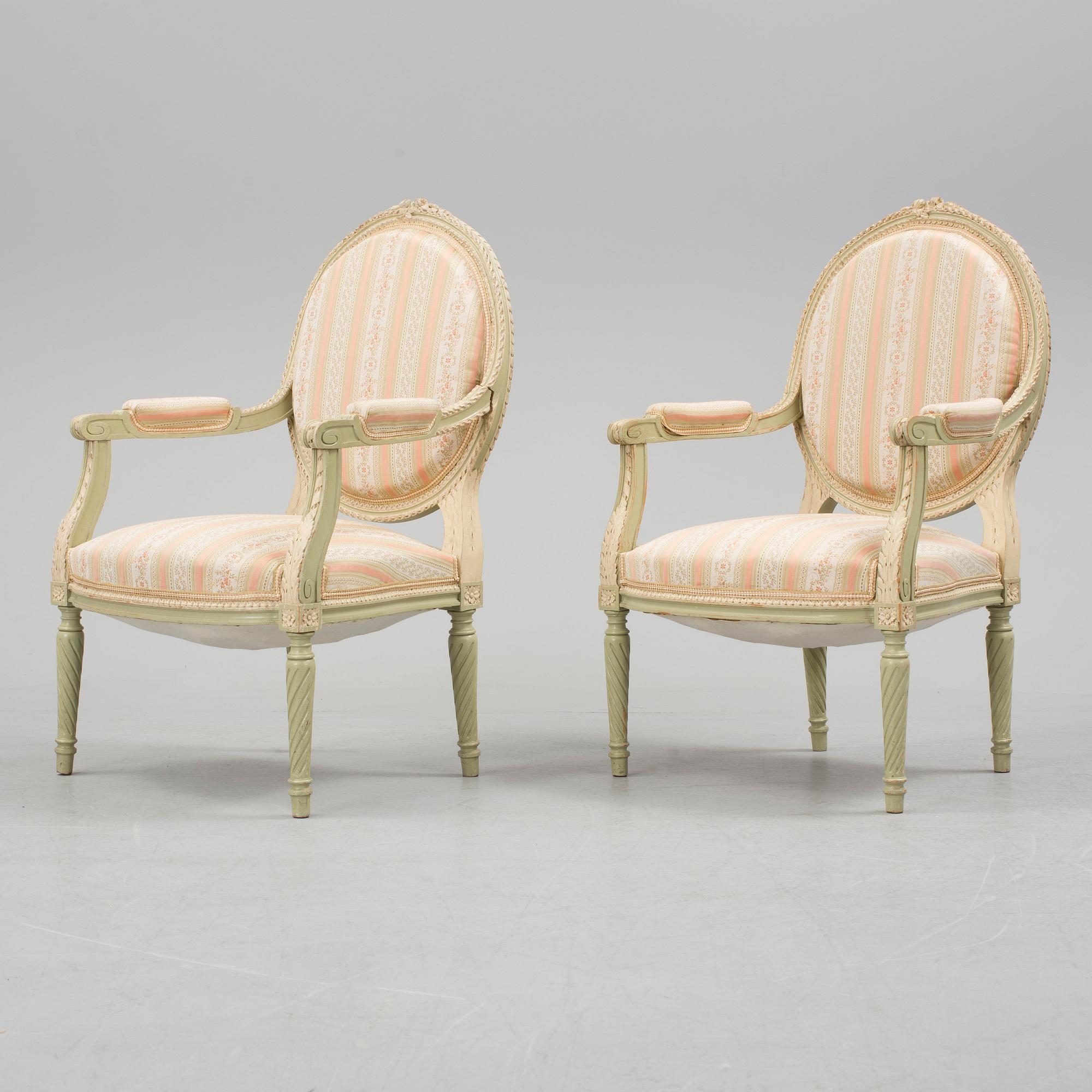 SALONGSGRUPP, 7 delar, gustaviansk stil, 1900-talets början.