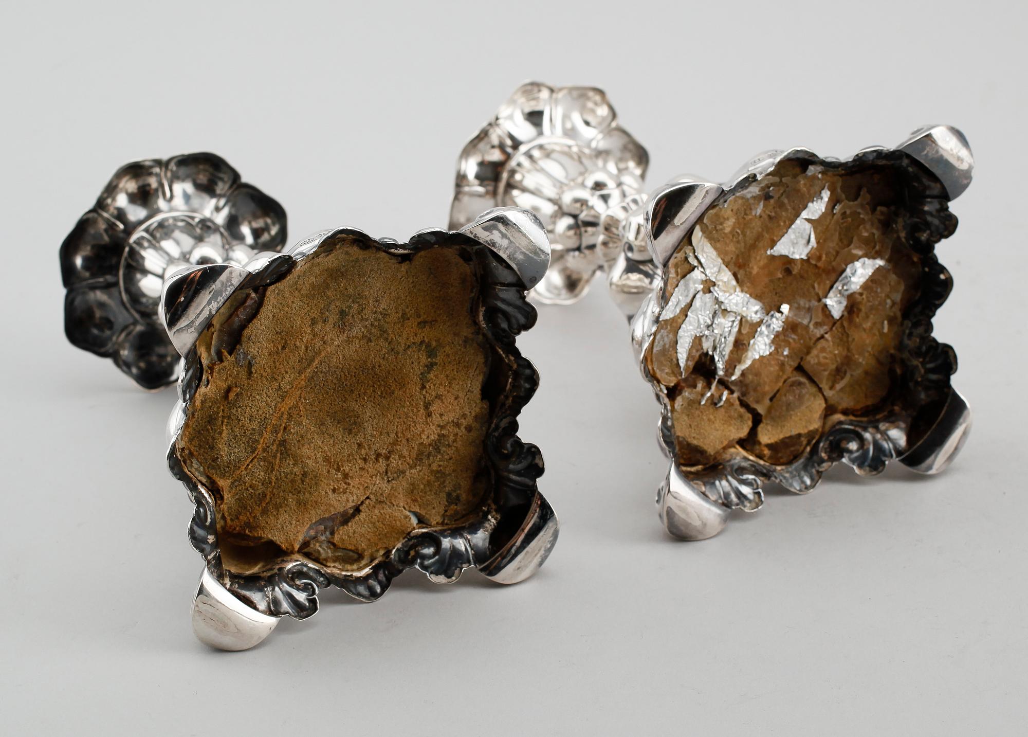 LJUSSTAKAR, 1 par, silver, CG Hallberg, Stockholm 1938.