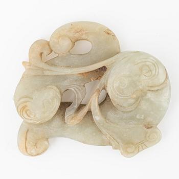 A Chinese nephrite carving of double fishes.