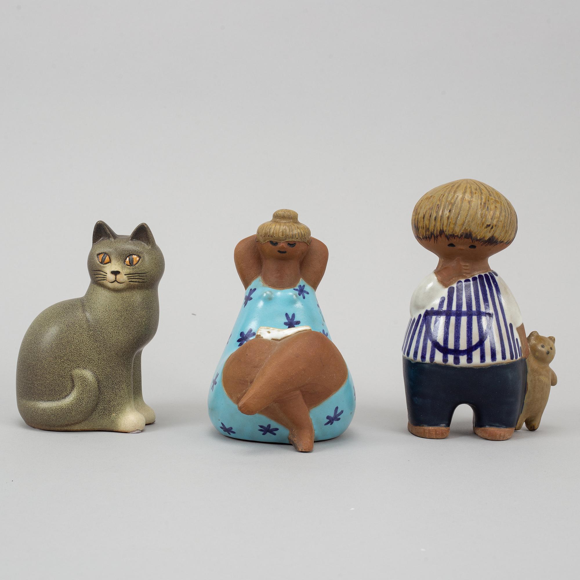 Lisa Larson, a group of six stoneware figurines, including K-Studion, Gustavsberg.