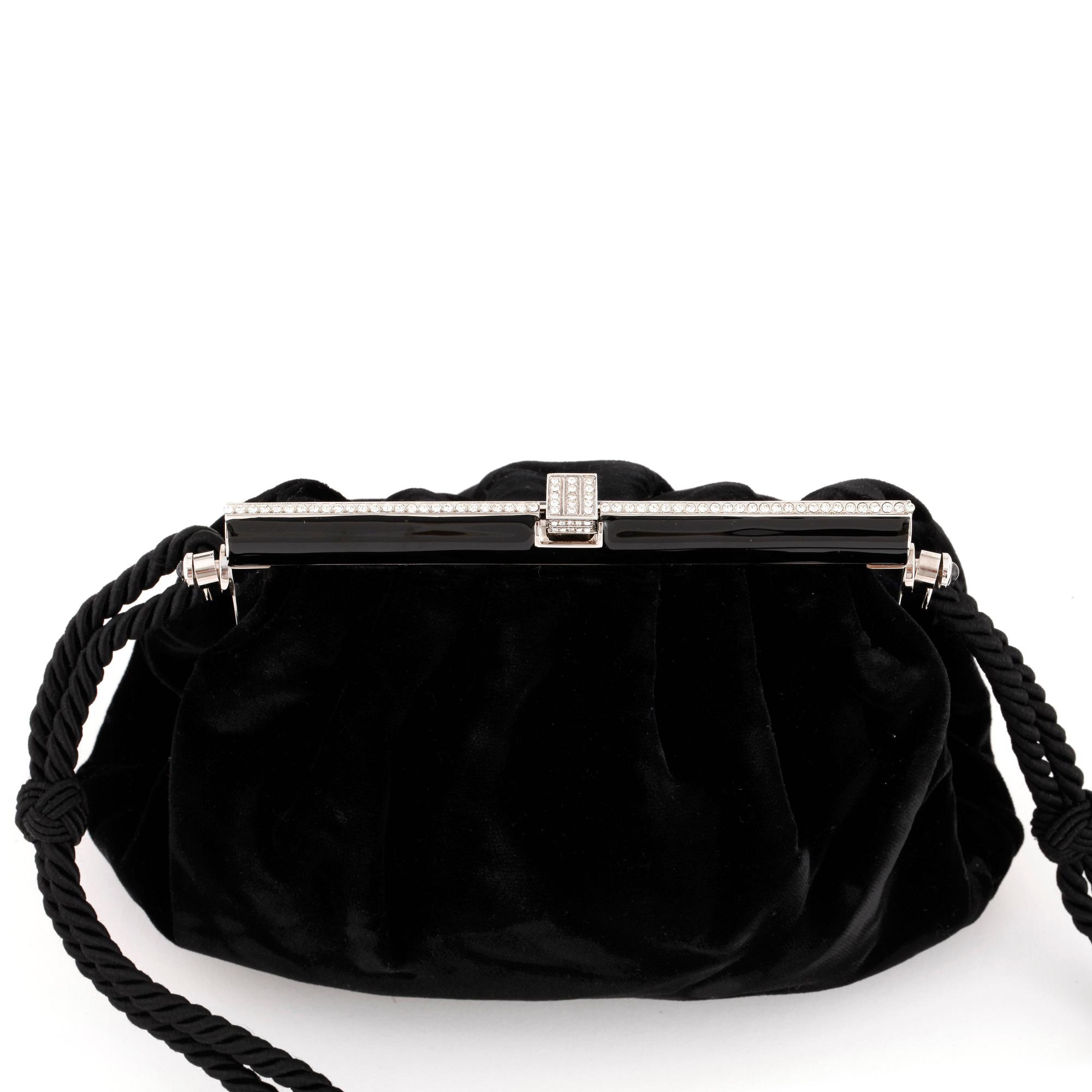 RALPH LAUREN, a black velvet evening bag.