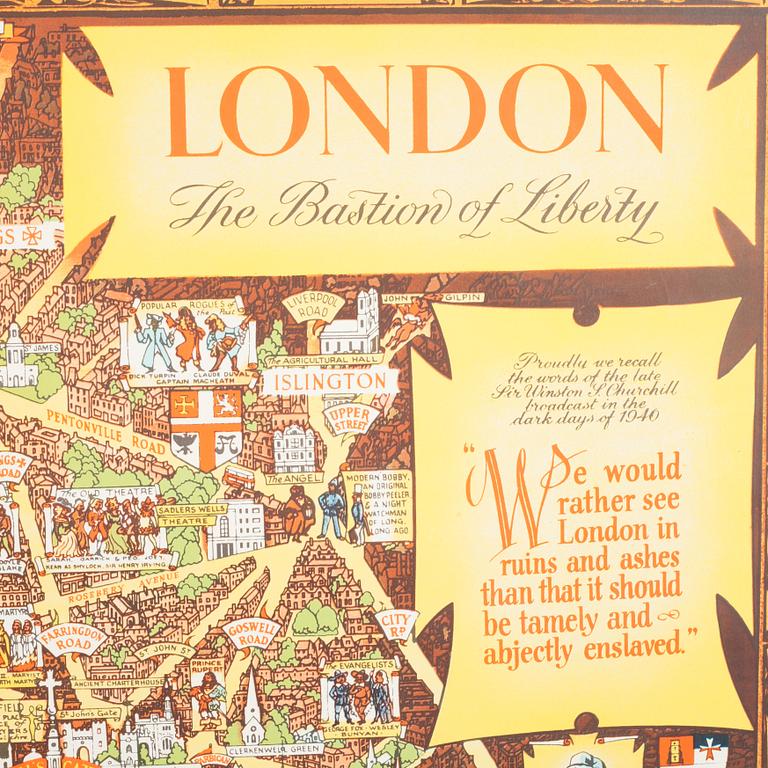 SKOLKARTA.  1960-tal. Bildkarta över  London.