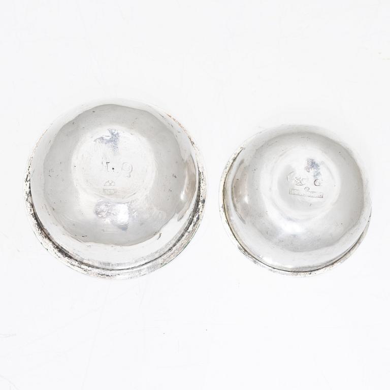 Two Swedish 18th century parcel-gilt silver tumbler, marks of Anders Hafrin, Gothenburg and Hans Langberg, Söderhamn.