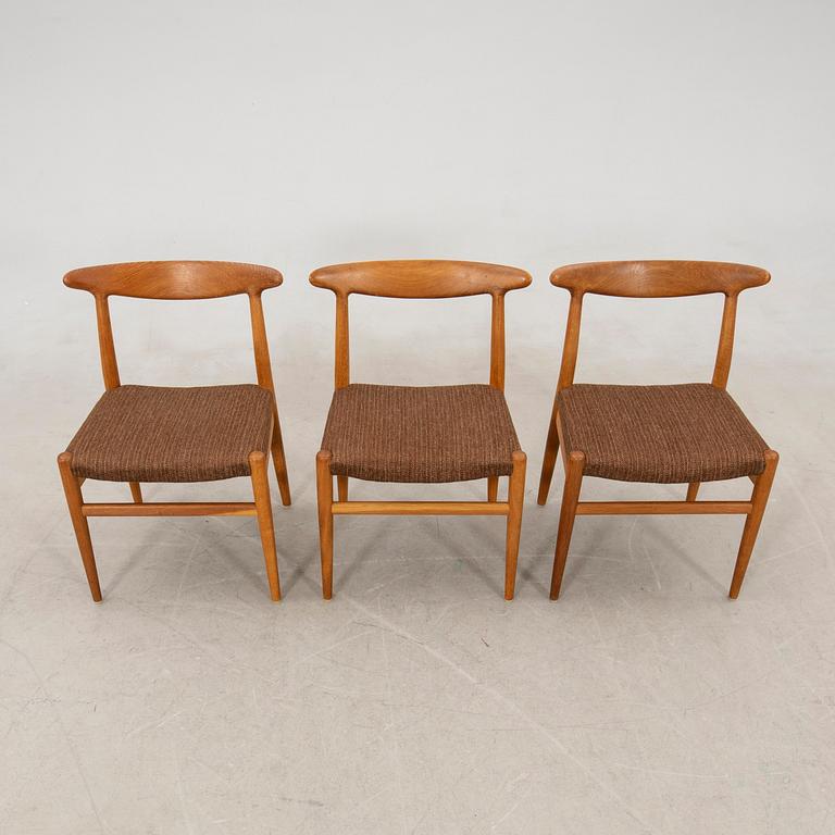 Hans J. Wegner, chairs 6 pcs "W2" CM Madsen Denmark 1960s.