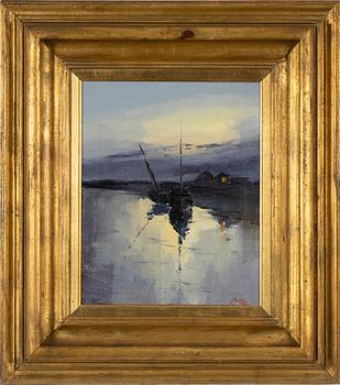 Axel Lind, Nattscen med båtar vid ö.