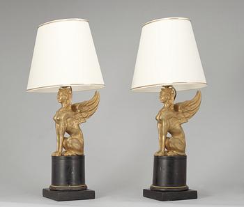 580. A pair Empire Style table lamps.