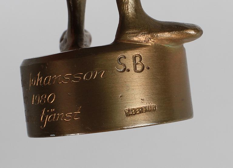 STIG BLOMBERG, skulptur, brons, monogramssign. Gjutarstämpel Herman Bergman.