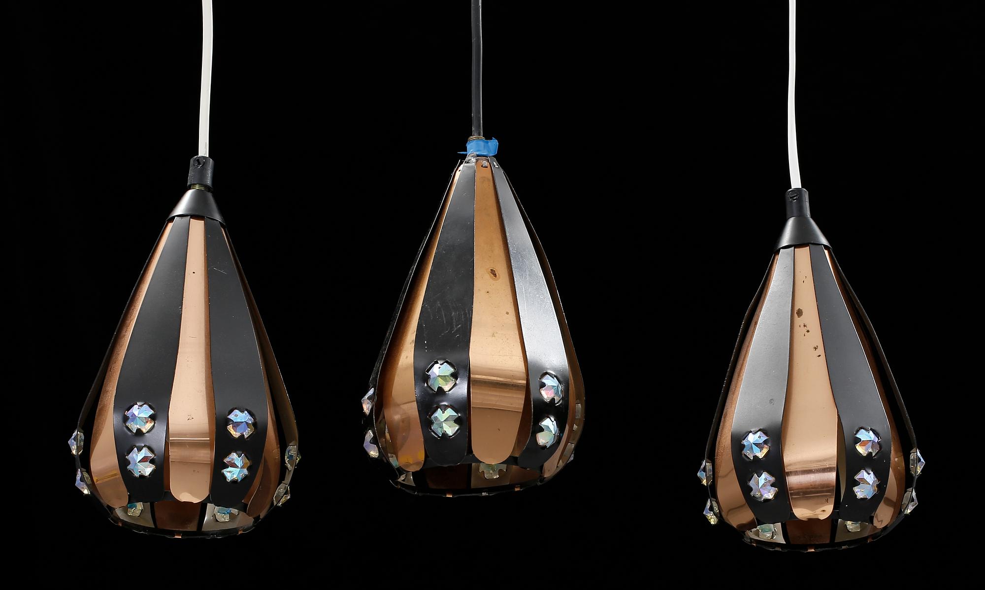 TAKLAMPOR 3 ST, design Werner Schou för Coronell Electro, Danmark, 1960-70-tal.