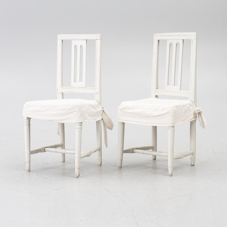 Six Gustavian chairs, late 18th century.