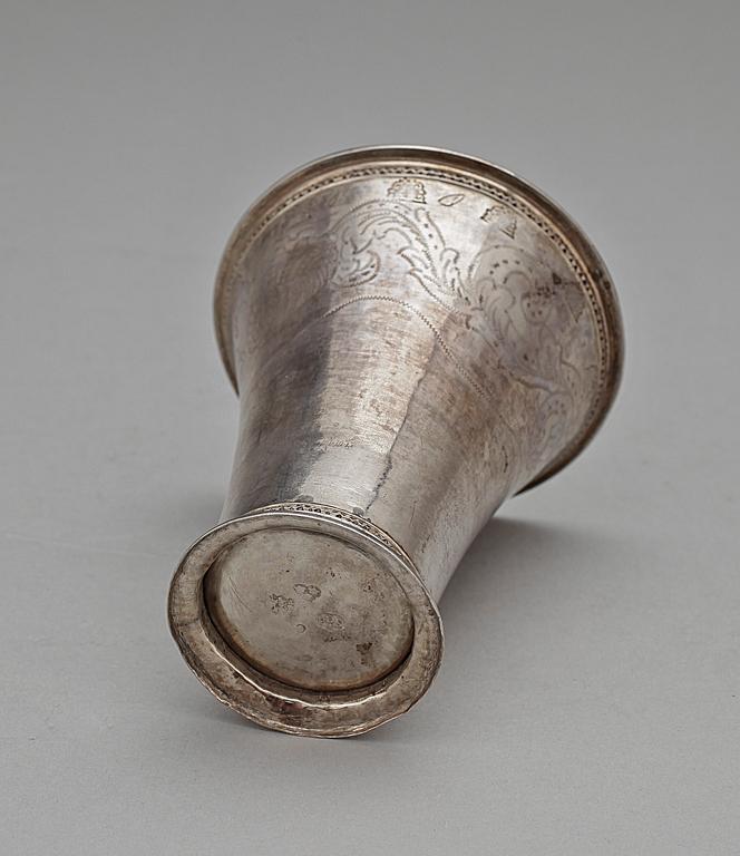 BÄGARE, silver Petter Davidsson, 1700-talets andra hälft. Norrköping. Vikt ca 64 g.