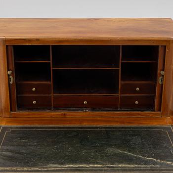 A mahogany-veneered desk, late Gustavian, Sweden, late 18th century.