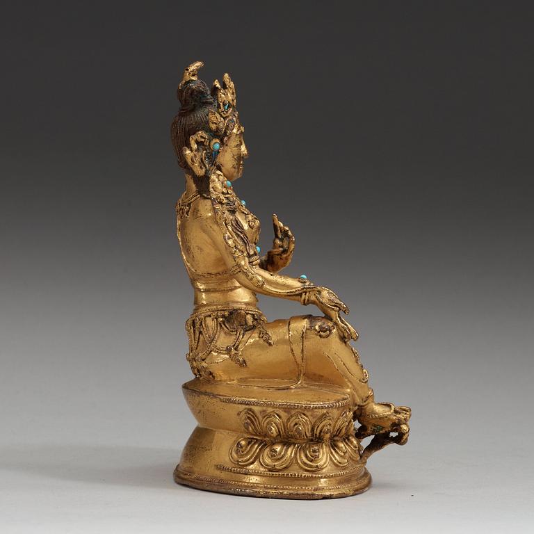 A gilt bronz Tara, Qing dynasty, 18th Century.