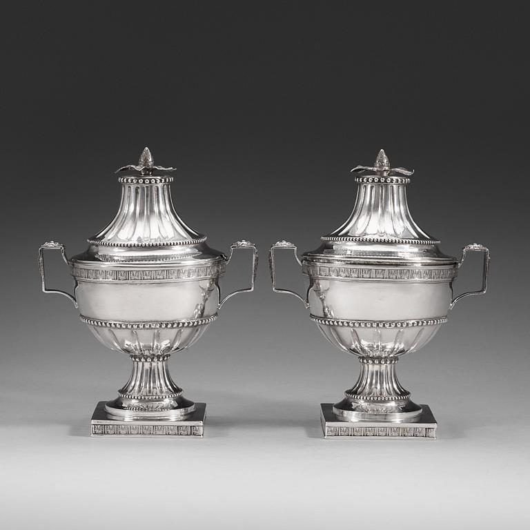 A pair of Swedish 18th century silver sugar-bowls, marks possibly of Johan Lund, Göteborg 1786.