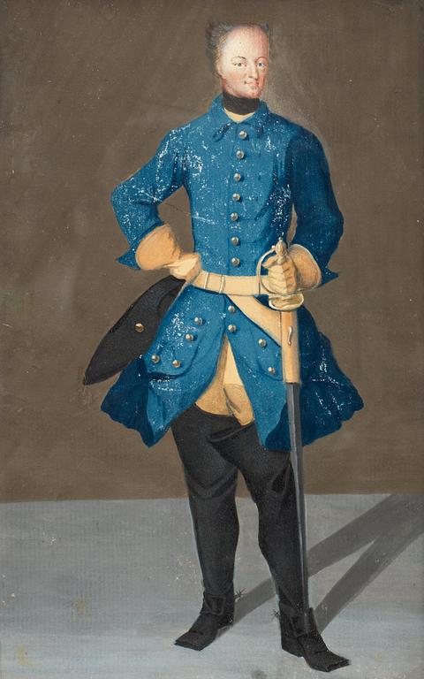 Fullfigure portrait of king Karl XII of Sweden (1682-1718).