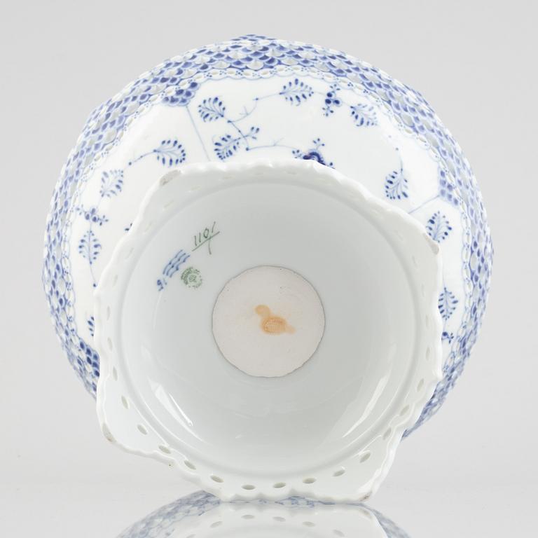 A 'Blue Fluted Full Lace' porcelain centerpiece bowl, Royal Copenhagen, model 1011,.