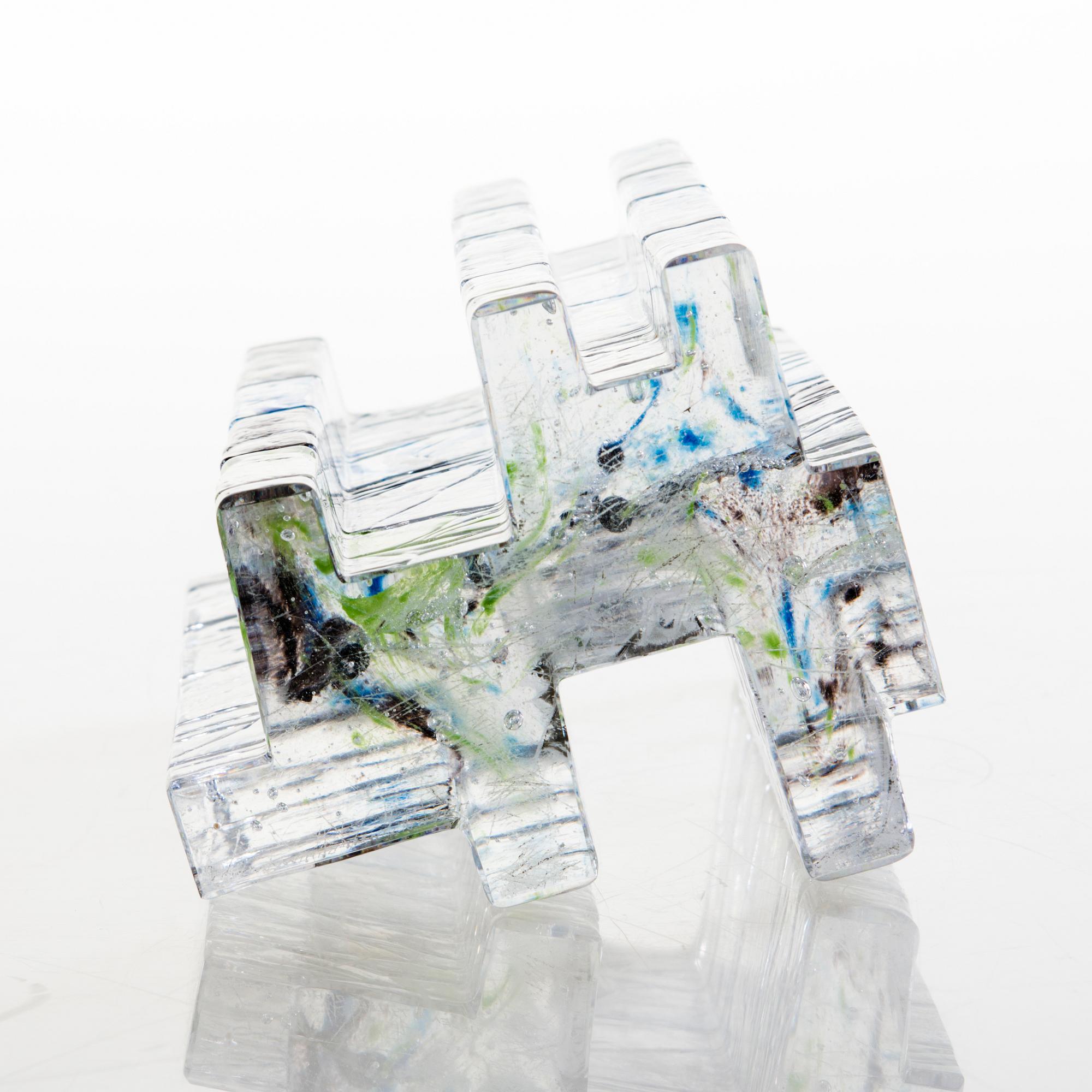 HELENA TYNELL,  skulptur, Skog", signerad Helena Tynell Riihimäen Lasi Oy.