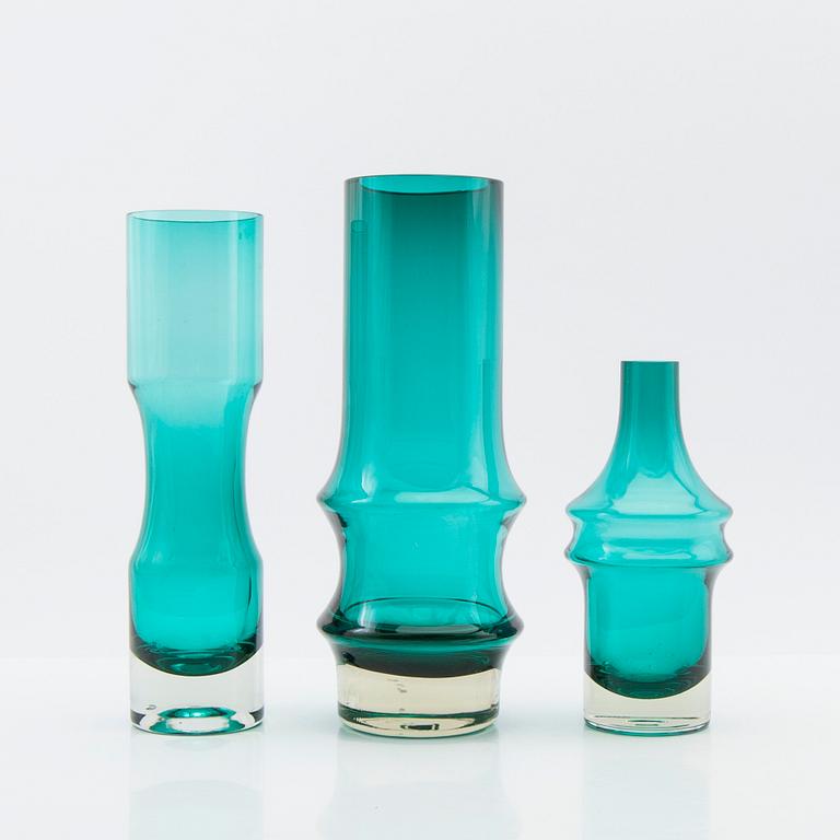 Tamara Aladin, vaser, 3 st, glas, Riihimäen Lasi, 1960/70-tal.