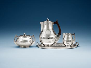 625. A Hans Hansen 3 pcs sterling coffee service with tray,
