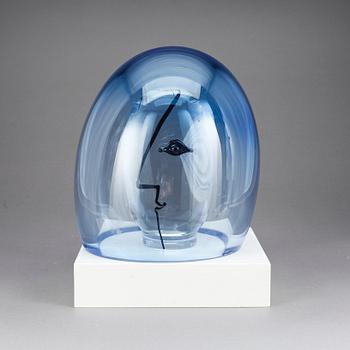 GÖRAN WÄRFF, skulptur "Dykarens upptäckt" glas, signerad, Kosta Boda unik.