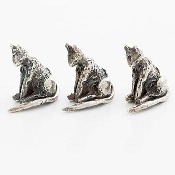 PA Lundahl-Terrs, figurines/pendants, eleven pieces, silver, in the form of animals.
