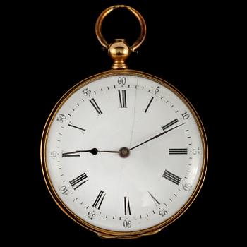 FICKUR, 18k guld, omkring år 1900. Vikt 34 g.
