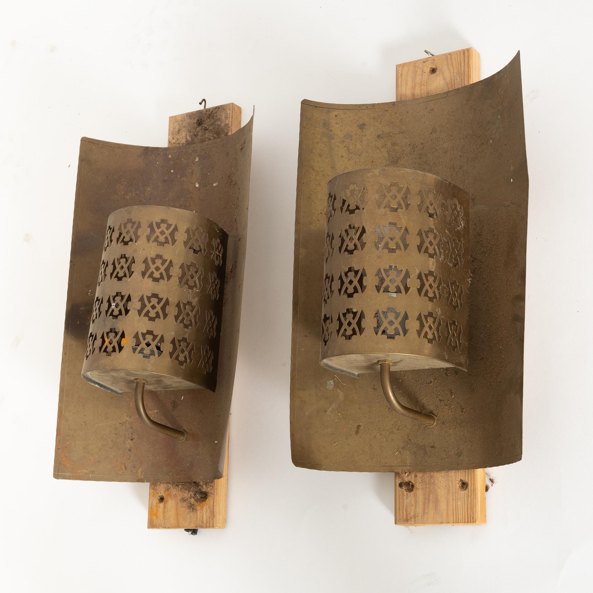 Vägglampor, ett par, 1900-talets mitt.