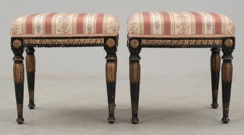 A pair of late Gustavian circa 1800 stools.