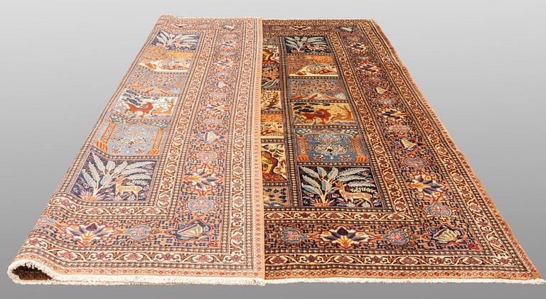A carpet, Figural Kashmar, ca 373 x 298 cm.