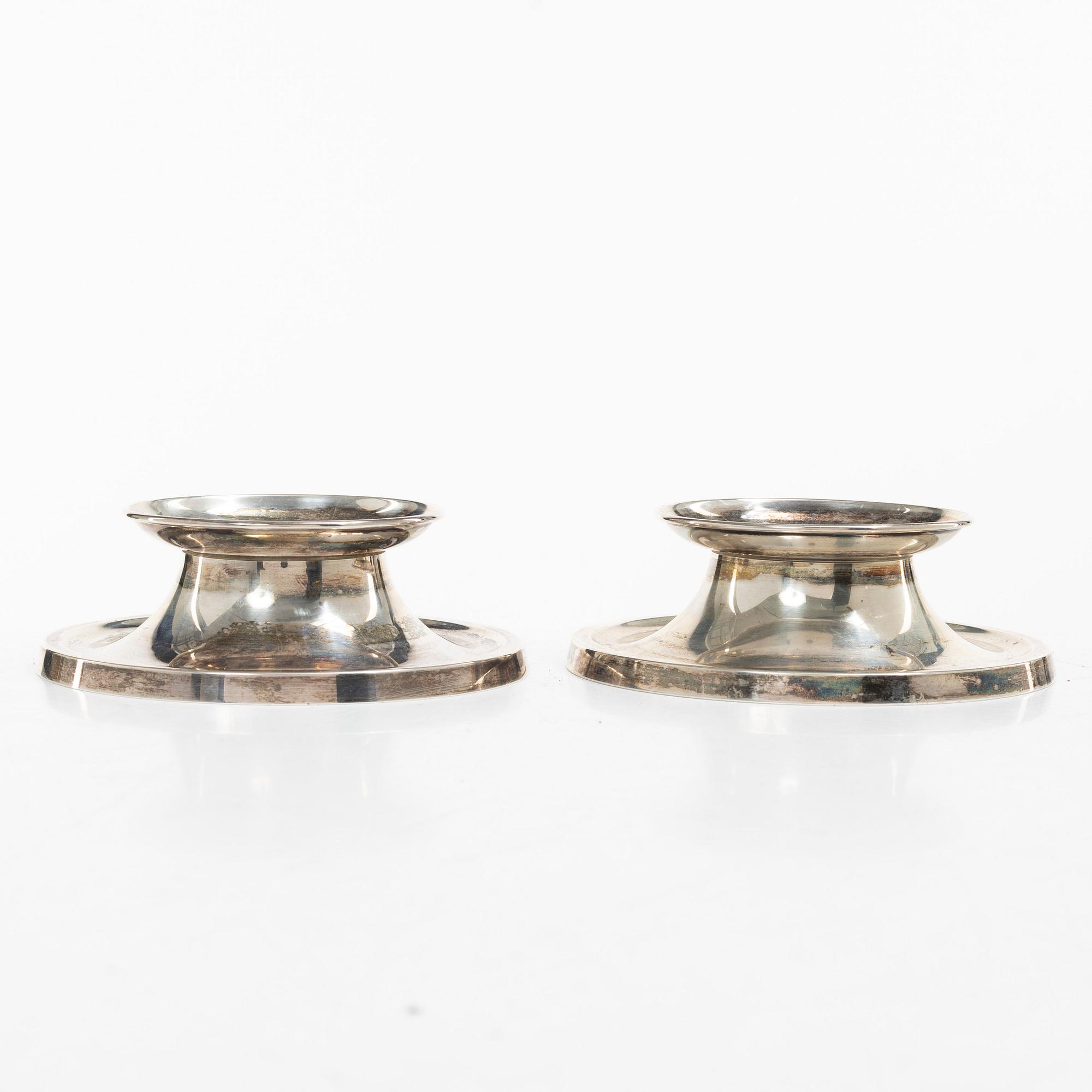 David Andersen, ljusstakar, ett par, silver, Norge, 1900-talets första hälft.