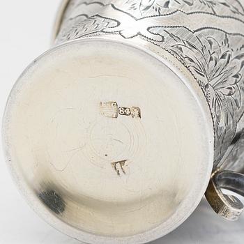 Pikari, teesiivilä ja suolakko, hopeaa, Moskova 1877-1888, kolme eri mestaria.