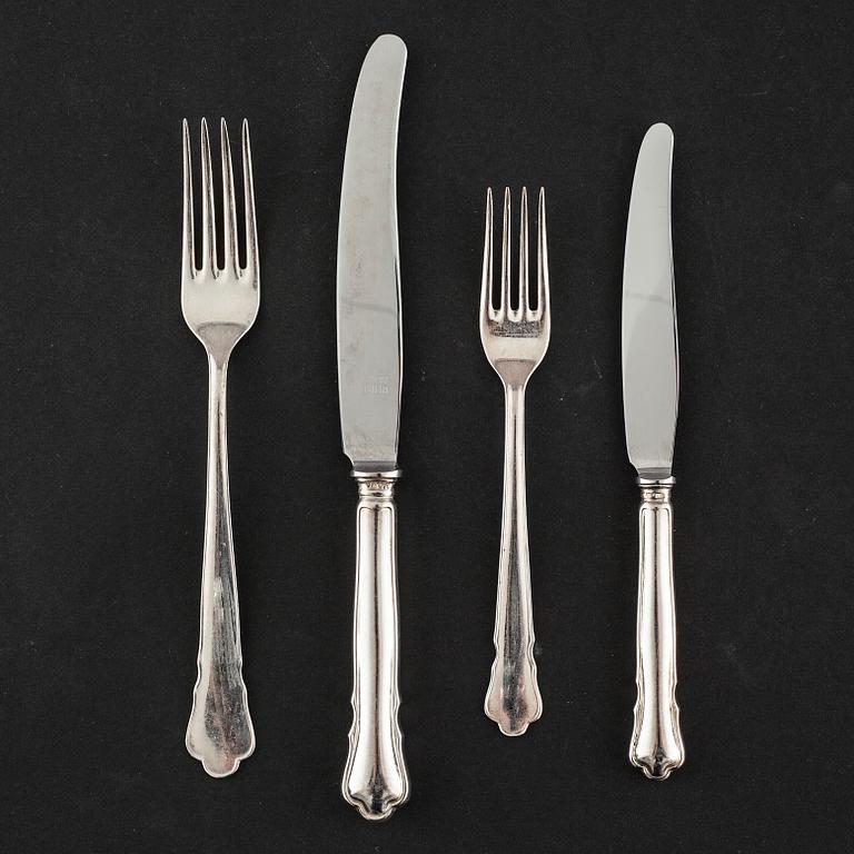 A mid 20th century silver tablewear set of 48 pc, "Chippendale" by GAB.