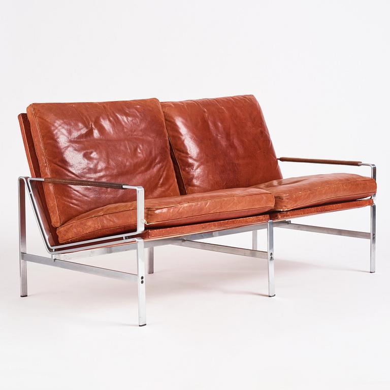 Preben Fabricius & Jørgen Kastholm, a two-seated brown leather sofa, Kill International, Germany 1960s.