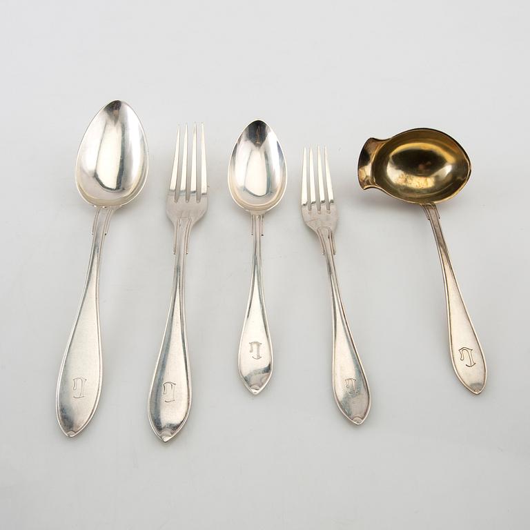 Bestick silver 21 dlr, Hanna Persson Kristianstad 1923 samt GAB Stockholm 1924.