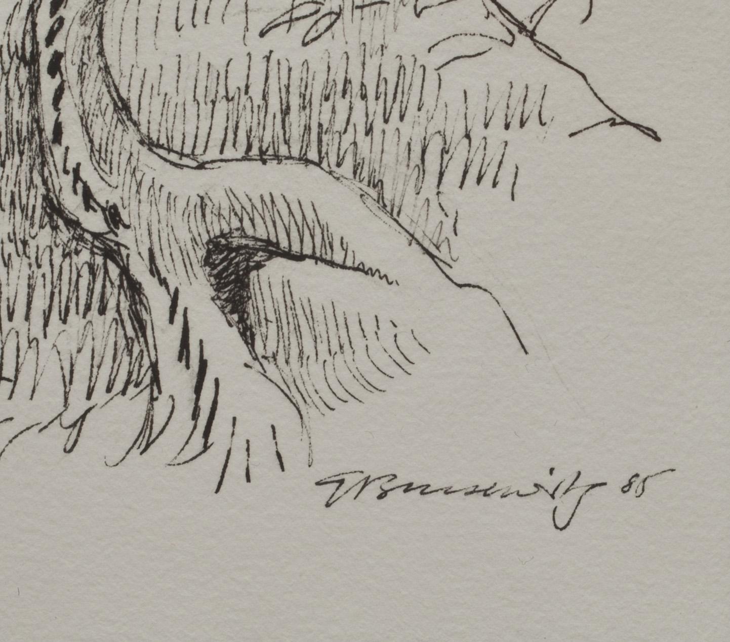 GUNNAR BRUSEWITZ, tuschteckning, signerad och daterad -85.