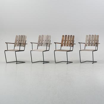 Artur Lindqvist, four garden 'A2' armchairs, Grythyttan, late 20th Century.