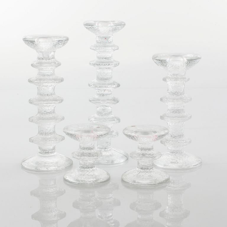 Five candlesticks namned "Festivo", design by Timo Sarpaneva for Iittala. Designed in 1966.