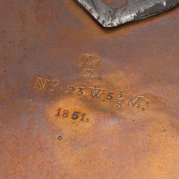 A cooking pot and a lid, Tullgarns Slott, Sweden, dated 1851.