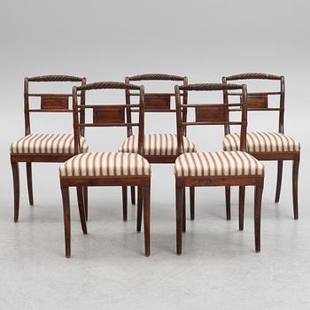 Five Empire Chairs, probably Lindome, Sweden, first half of the 19th Century.