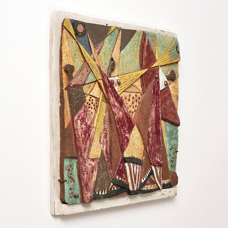 Tyra Lundgren, a stoneware wall sculpture, "Abstrakt", own studio, Bredkvie, Gotland.