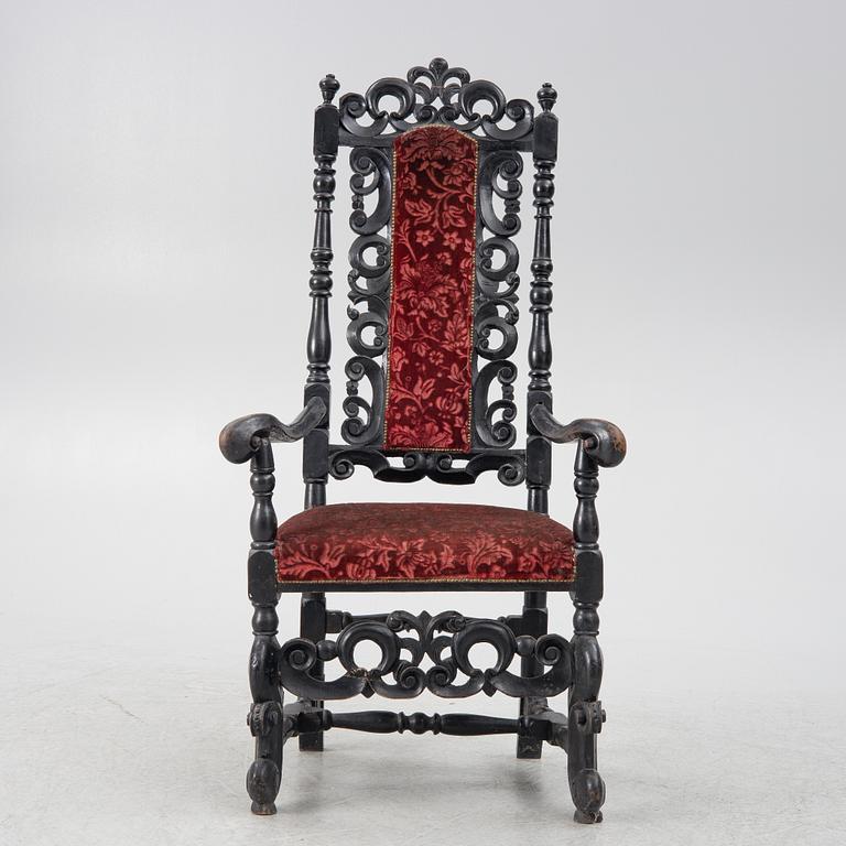 Karmstol, barockstil, omkring 1900 med äldre delar.
