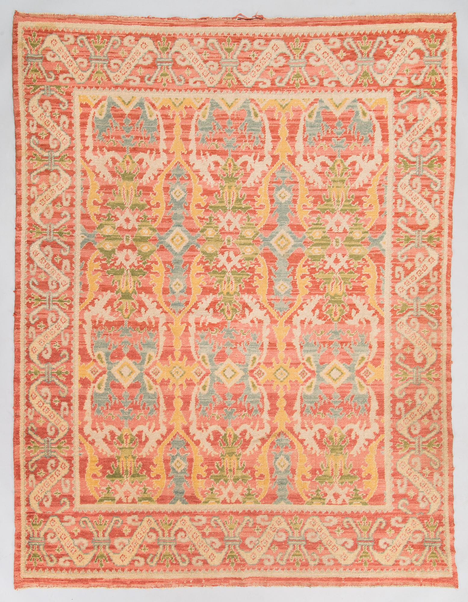 Matta, figural, antik, Spanien, ca 215x166 cm.