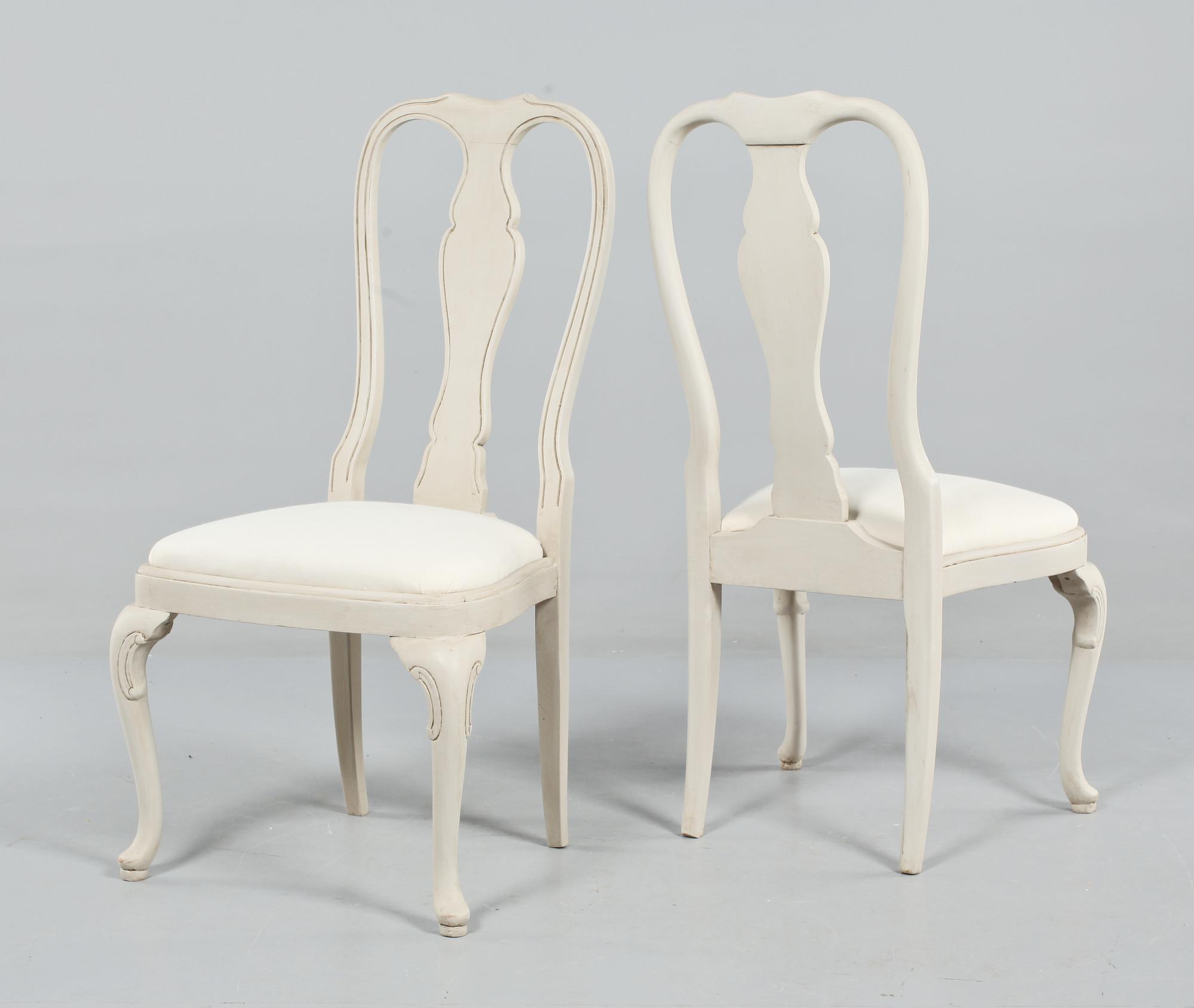 STOLAR, 8 st, samt KARMSTOLAR, 2 st, rokokostil, 1900-tal.
